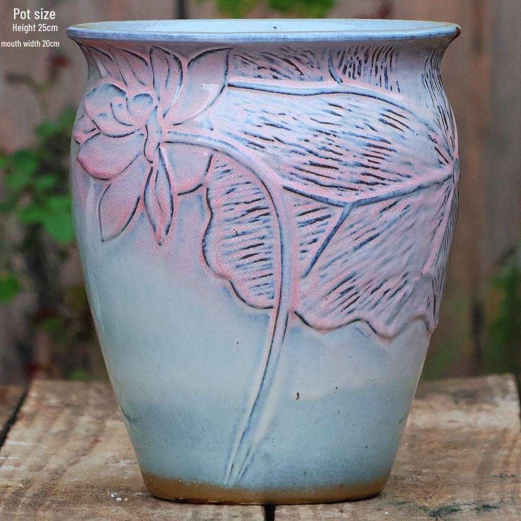 Extra Large Ceramic Pottery Flower Pot for Indoor Green Plants, Coarse Pot Ideal for Monstera and Other Large Plants