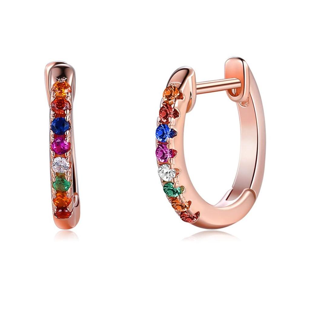 Rockyu Earrings for 925 Mirror Ring Hoop Jewelry Women, Silver, Zirconia, Multi-Diamond, Finish, Round, Earrings, Earrings, Hypoallergenic,