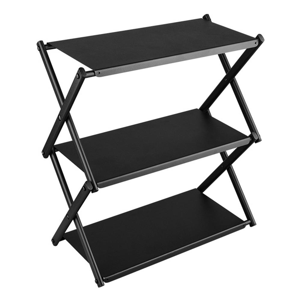 3 Tier Folding Storage Shelf Multi-Function Metal Storage Rack Heavy Duty Portable Camping Organizer for Outdoor Activities