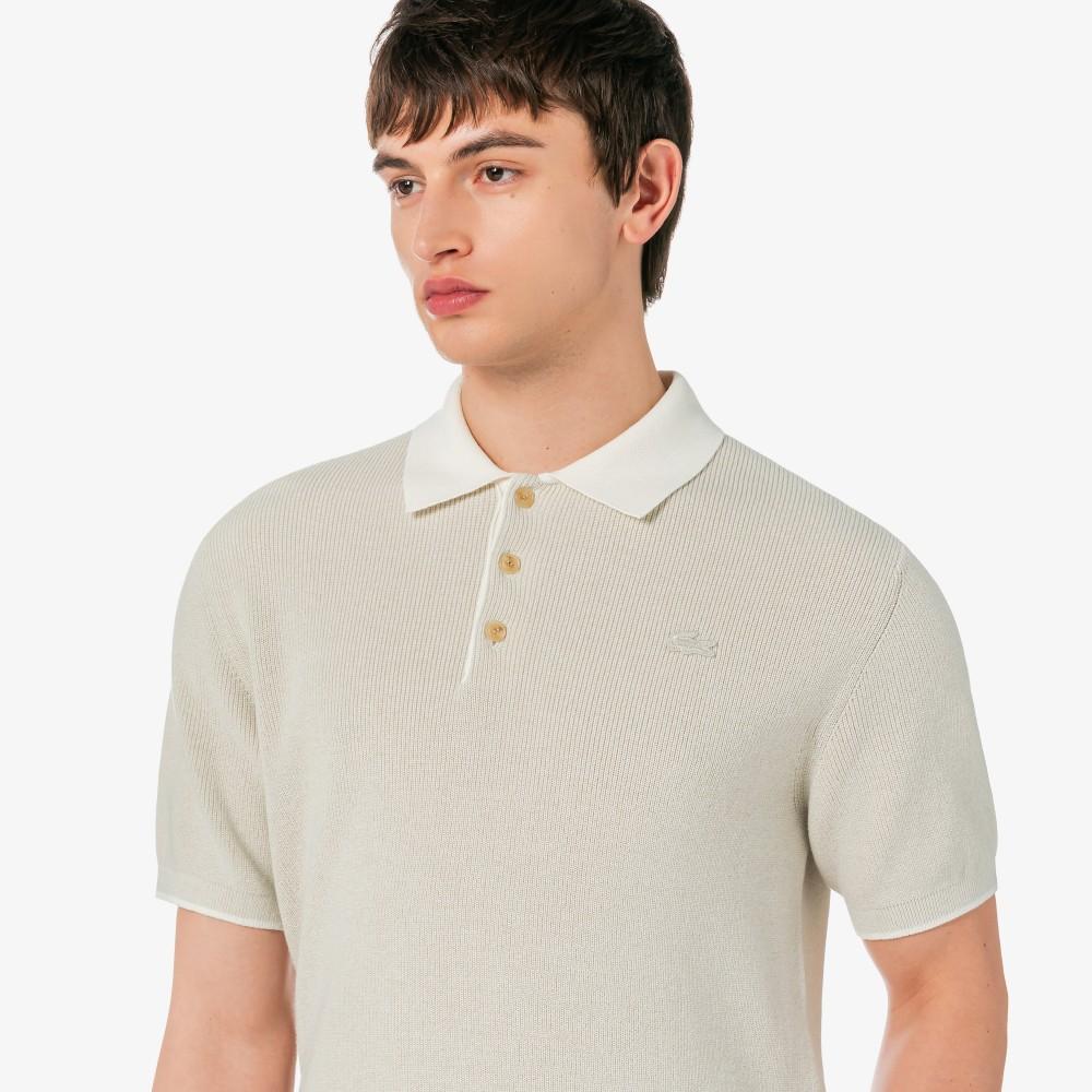 Lacoste Men's Ribbed Collar Twisted Yarn Short Sleeve Sweater Polo Shirt PH943E-56GI18