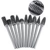 10pcs Tungsten Carbide Steel   Files Burr Set 3mm Shank 6mm Cutting Diameter Double Cut