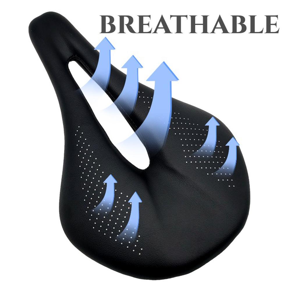 Leather Carbon Fiber Bike Seat Breathable Bike Saddle Cushion Shock Absorption Hollow Cycling Saddle Seats for Men Women