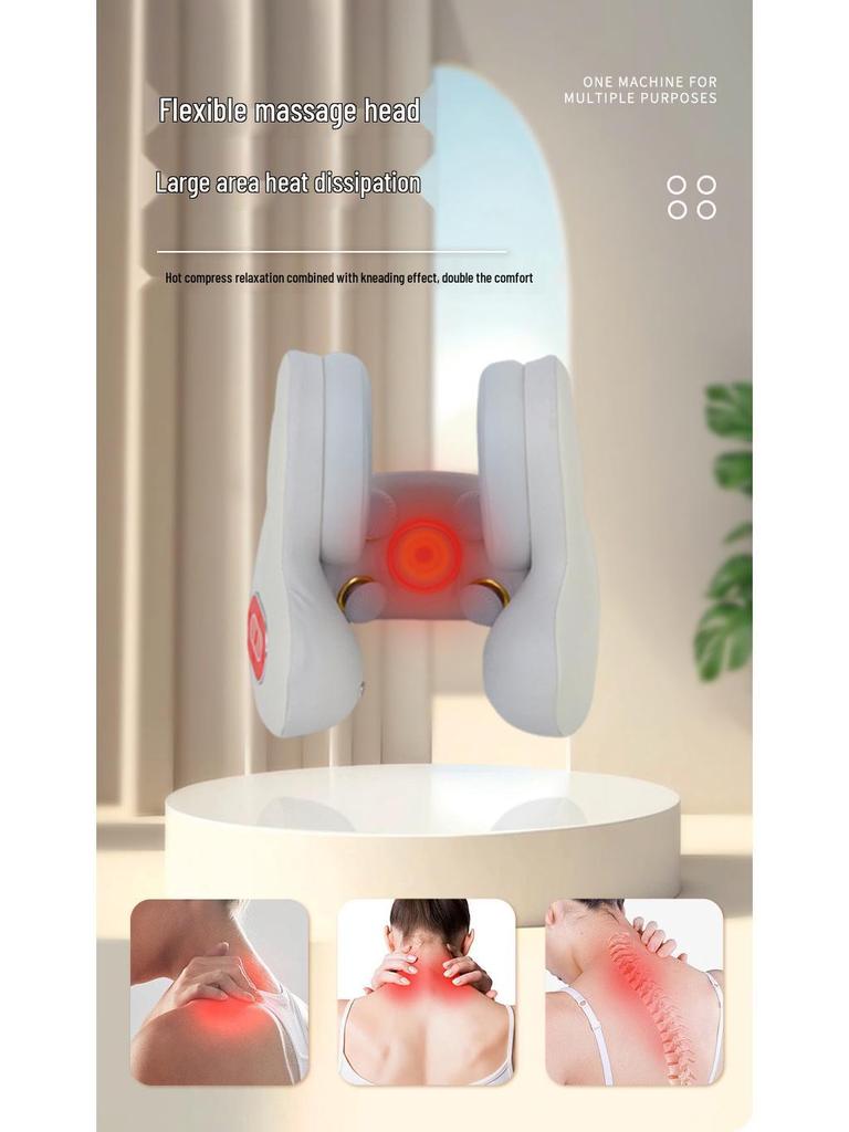 Cross-border U-shaped Neck and Shoulder Massager with Heating, Portable Sleep Pillow and Mobile Music Integration.