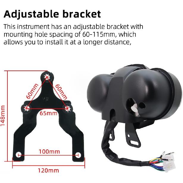 Motorbike Speedometer Universal Motorcycle Speedometer RPM Fuel Gauge with USB Charging Meter for SU&ZUKI GN125-F HJ125-8E HJ150-3A EN125 GSX125