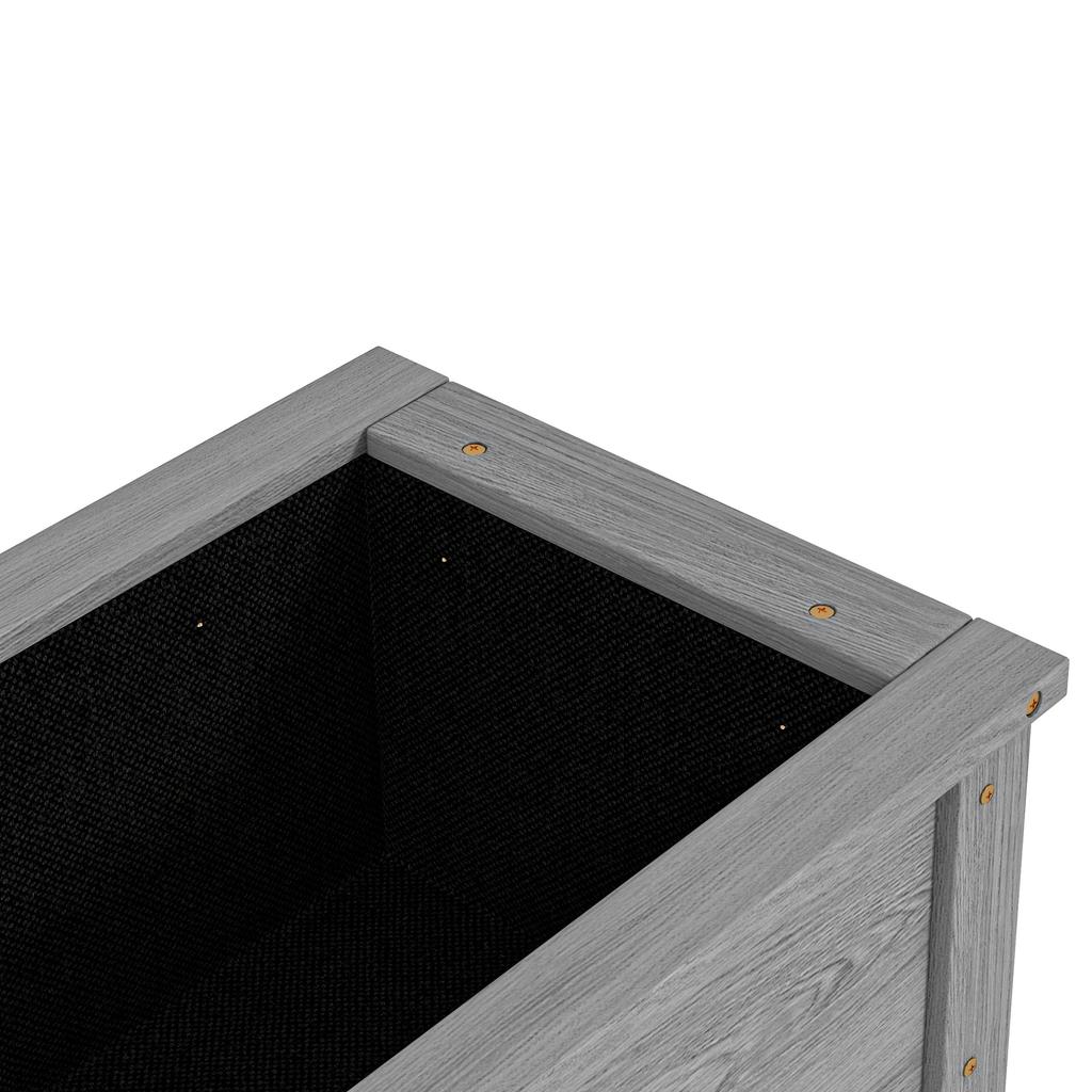 Wooden Raised Garden Bed, Elevated Planter Box with Storage Shelf and Drainage Holes, Raised Planter with Legs, Grey