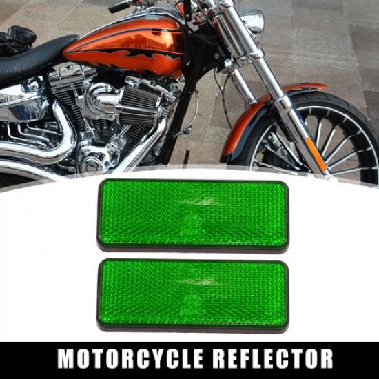 2pcs 87mm Green Universal Rectangular Reflective Warning Reflector Motorcycle