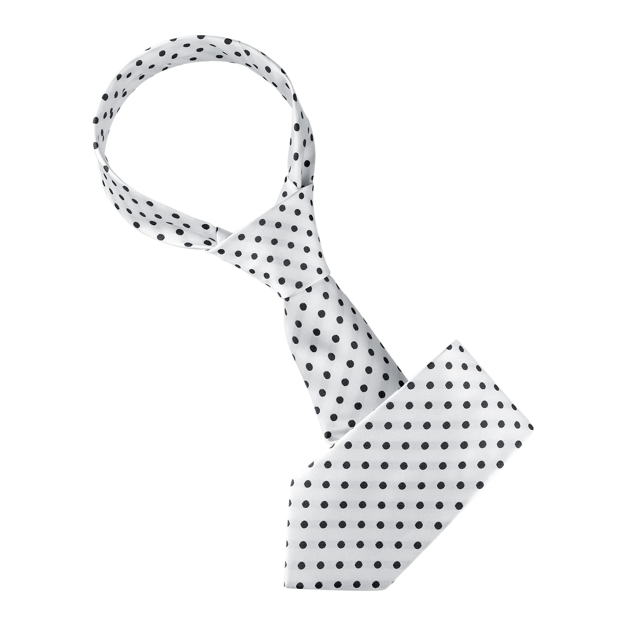 [Allegra K] Polka Dot Tie, Regular Tie, Formal, Casual, Business, Wedding, Men s, White, 8 cm