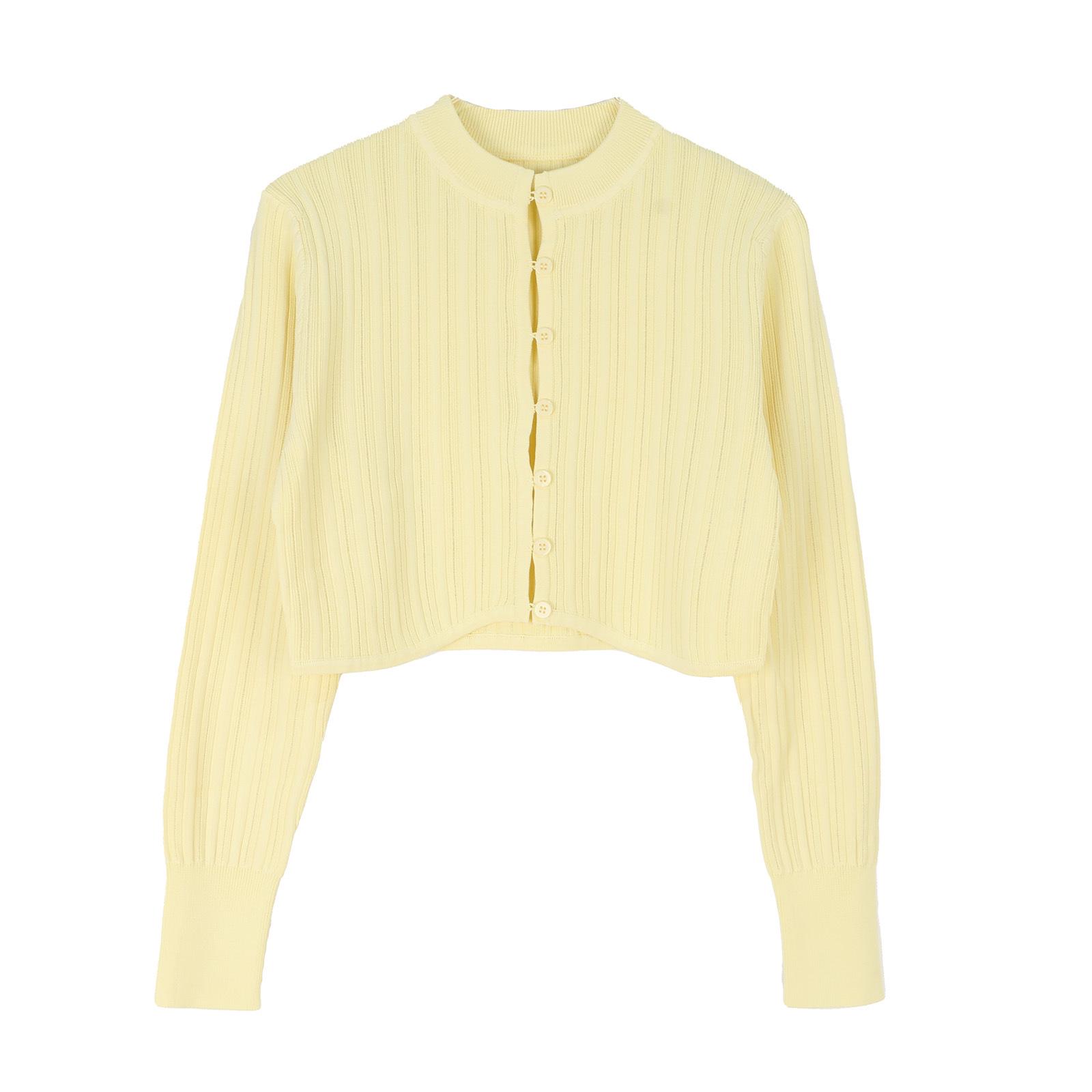 

Кардиган вязаный с длинным рукавом и V-образным вырезом: Легкий трикотаж в стиле дофамин для весны/лета Small