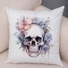 Coral Petal Skull Cushion Cover Double Print Orchid Watercolor Pillowcase Soft Plush Lavender Floral Skull Cushion Cover