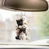 Cat Hanging Ornament Car Rearview Mirror Pendant with Lanyard Easy To Hang Adorable Appearance Cat-Shaped Xmas Tree Pendant