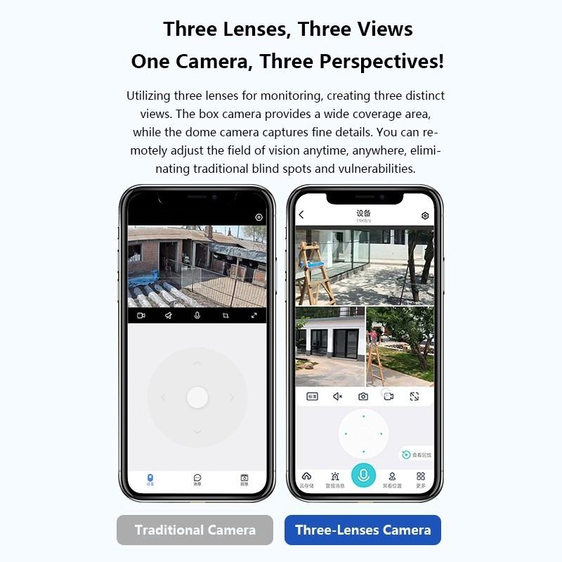 True 500W 2592X1944P Three Lens Super HD WiFi Camera Wireless Outdoor 10X Zoom Security Protection Surveillance Cameras Auto Tracking P2P CCTV PTZ Cam