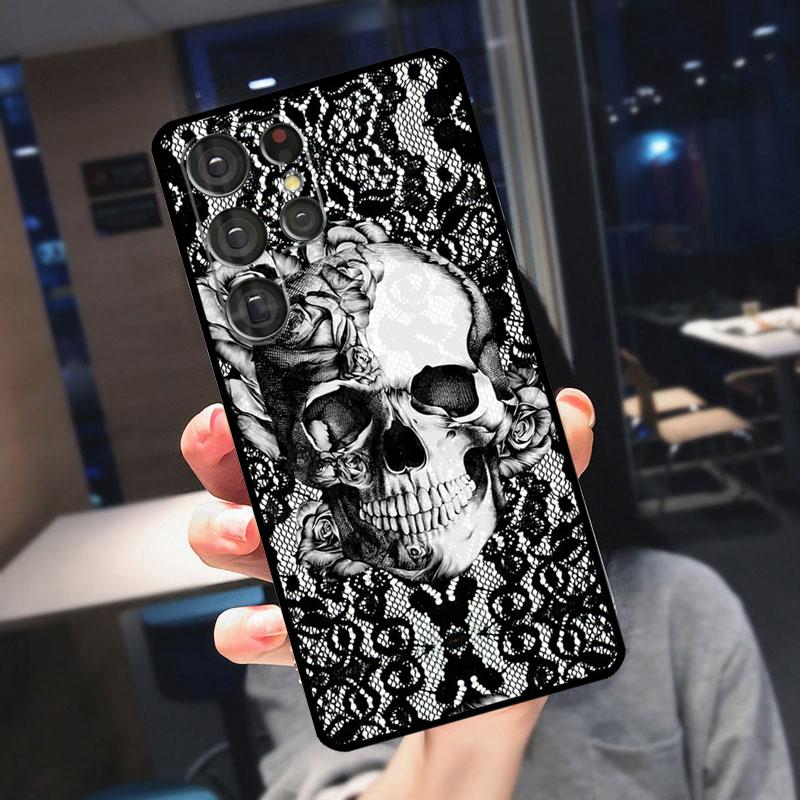 Gothic Fashion Skull Cover For Samsung Galaxy S25 Ultra S24 S22 S21 S23 Plus S20 FE S9 S10 S24 FE Phone Case