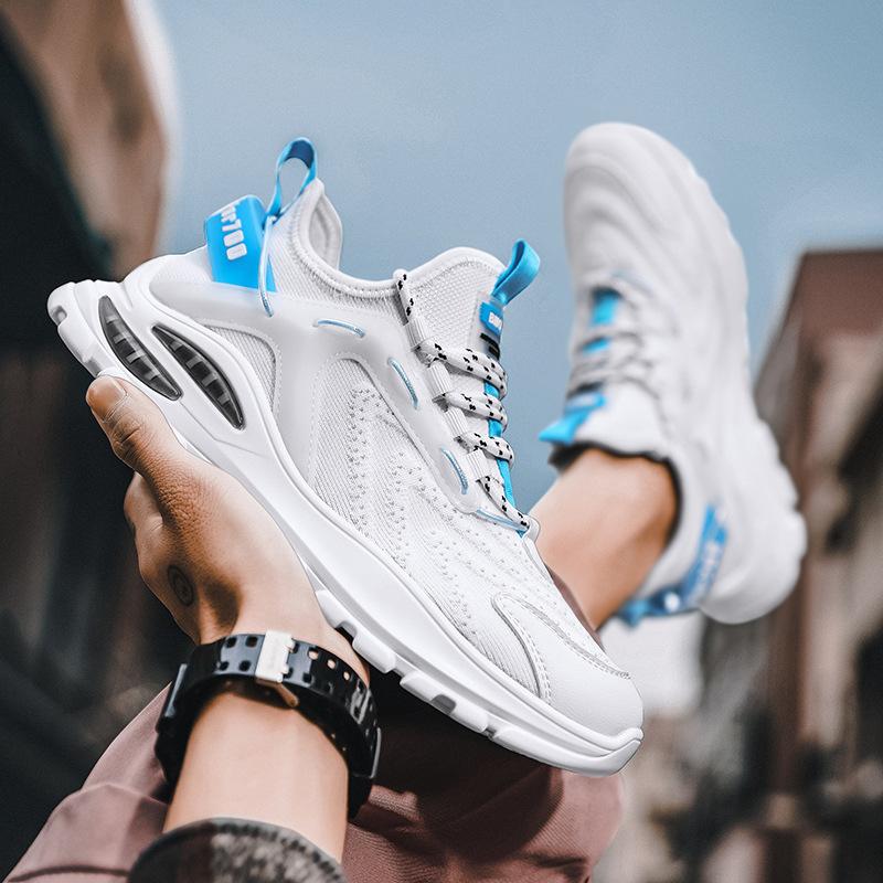 

Men s shoes summer breathable 2025 new men s running sports shoes youth casual versatile dad trendy shoes 39 белый
