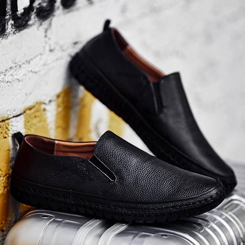 New Plus Size 49 50 Men Loafers Soft Moccasins Soft Spring Autumn Genuine Leather Shoes Men Casual Flats Driving Shoes