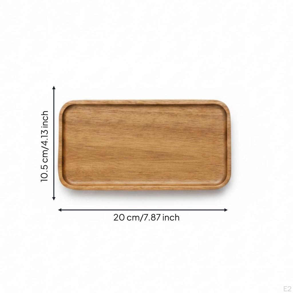 Acacia Wood Serving Tray Smooth Rounded Corners Food Platter Square
