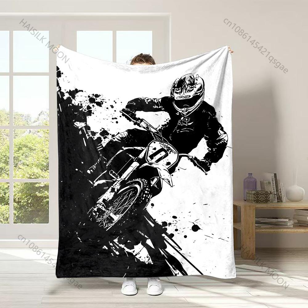 

1PC Motocross Rider Print Adult Children Warm Blankets Home Travel Car Soft Comfortable Suitable for All Seasons Luxury Gift 75x90cm
