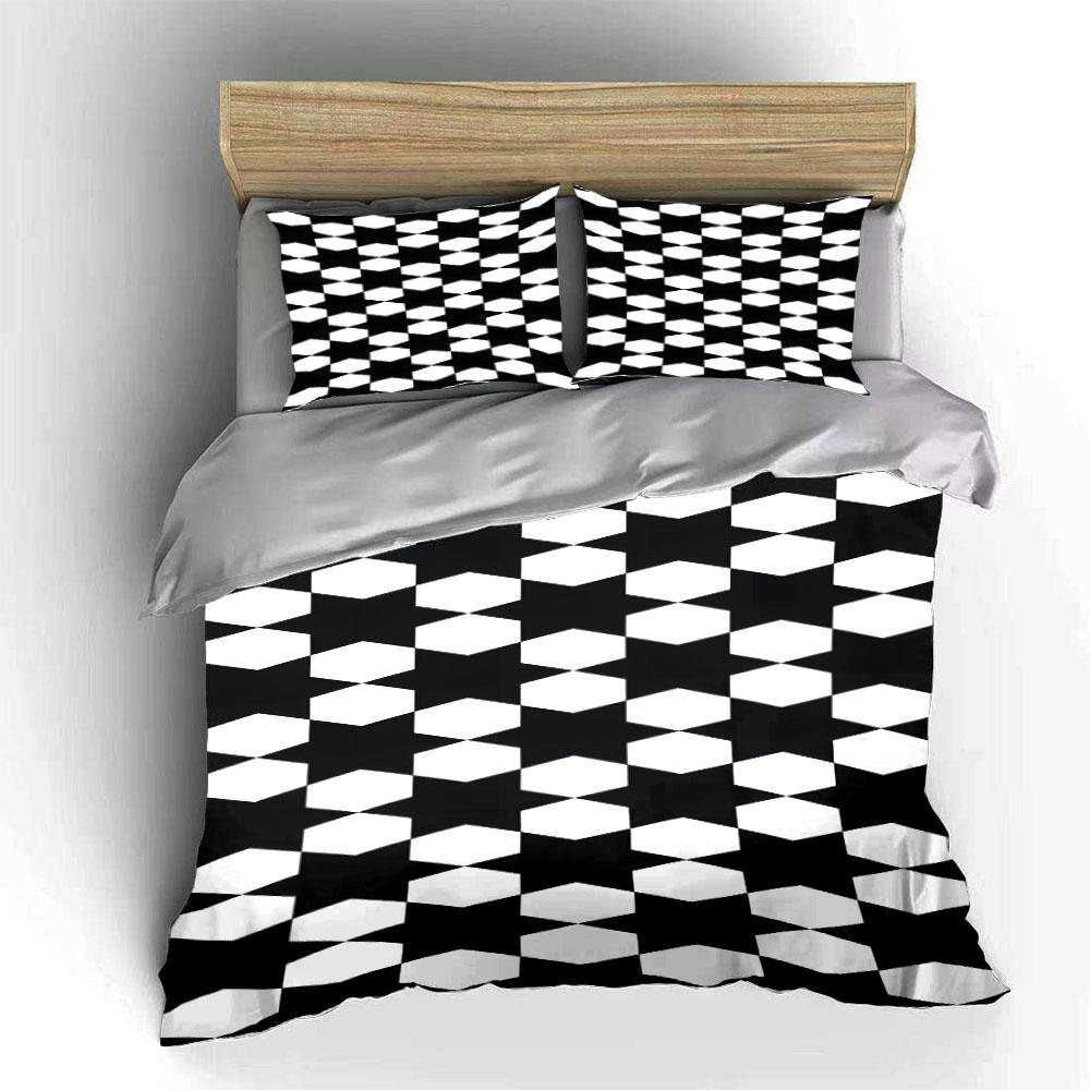 "Bold Geometric Illusions Unfold." Bedding Sets Duvet Covers Pillowcases(1* Duvet Cover 2* Pillowcases Without Duvet Insert)
