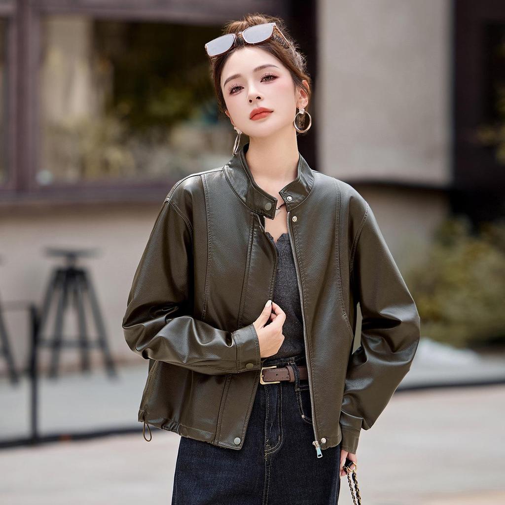 2025 Women's Korean Fashion Genuine Red Ancola Leather Jacket - Autumn/Winter Lambskin Trend
