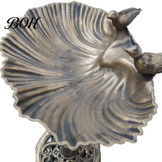 Lily Pattern Bird Bath Pedestal Bath, Copper Resin Birdbaths Weather Resistant Floral Accents, Garden Feeder Vintage Bronze Finish Decor for
