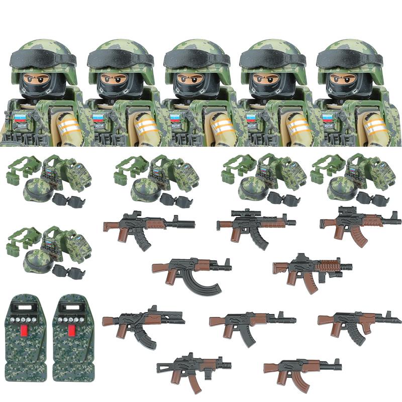 America Army Combat Uniform Special Forces Figures Building Blocks City US Special Air Service Soldier Military Weapons Toys