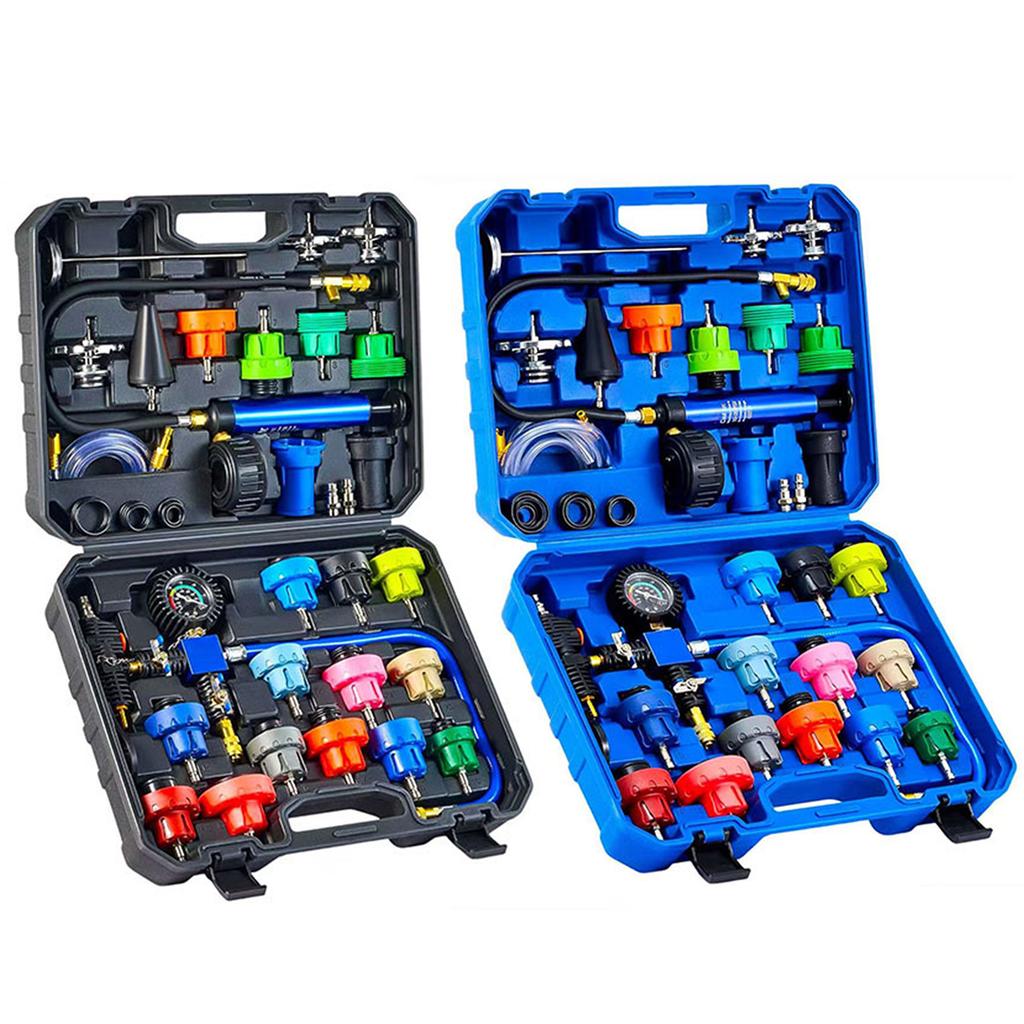 31 Pcs Radiator Cooling System Pressure Tester Kit Cooling System Water Tank Leak Test Detector Set for Cars Motorcycles Trucks