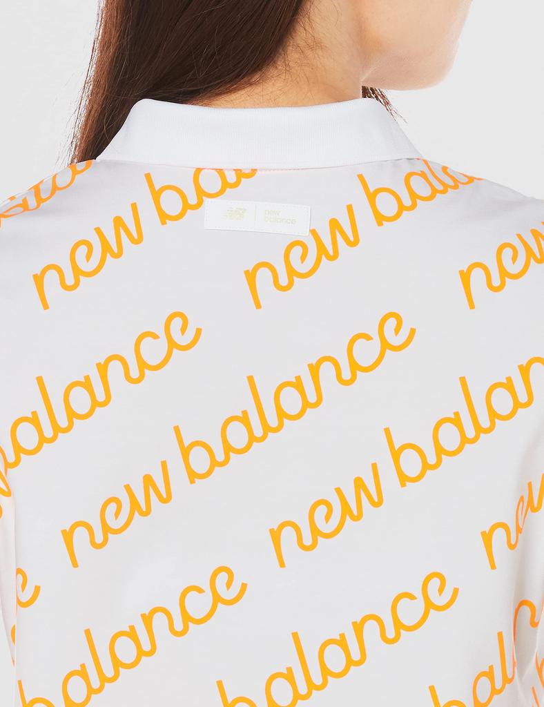 Short Sleeve Polo Shirt Logo Sweat Quick Golf 0 [New Balance] Women's (Bias Pattern, Absorbent, Drying, Stretch) / / 012-3160504 030_White [S]