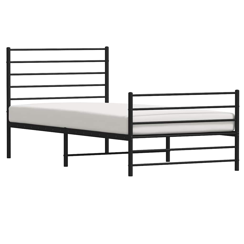 Vidaxl Struttura Letto in Metallo con Testiera e Pediera, Nera, 100X190Cm