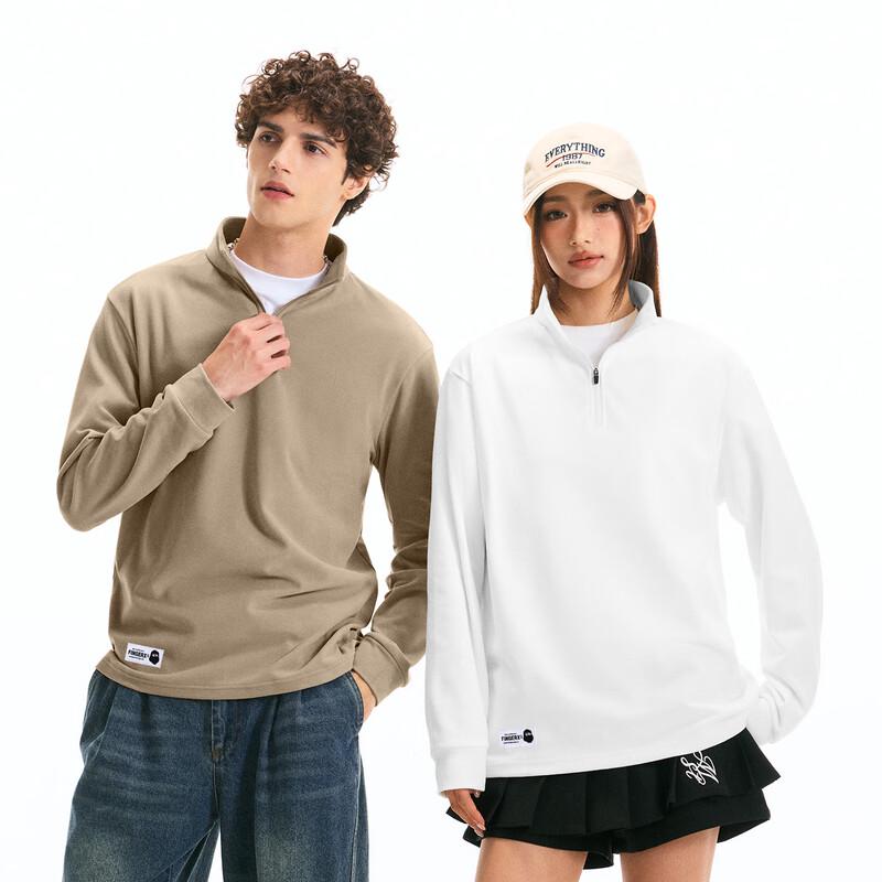 Fingercroxxit Unisex Half-Zip Mock Neck Fleece Long Sleeve Top
