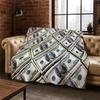Cartoon Dollar Euro Money Rich Flannel Blanket Soft Warm Throw Blanket for Bedroom Living Room Bed Travel Camping Picnic Gift