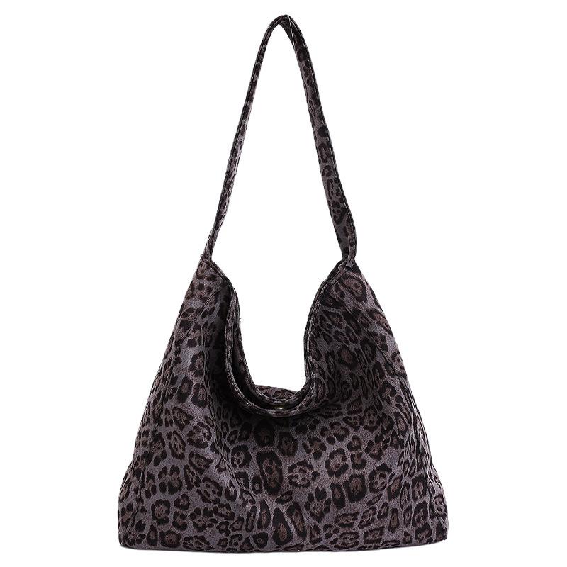Large-capacity leopard print bag women's 2025 new autumn and winter fashion versatile shoulder bag casual commuter tote bag