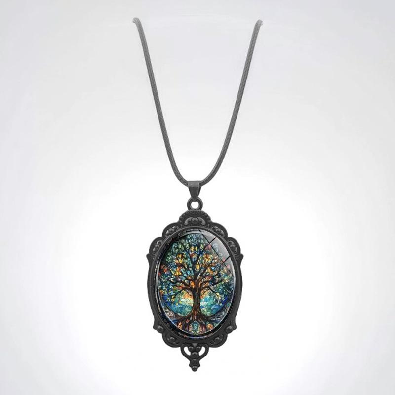 Retro Tree of Life Oval Female Versatile Jewelry Retro Small Gift Pendant Necklace