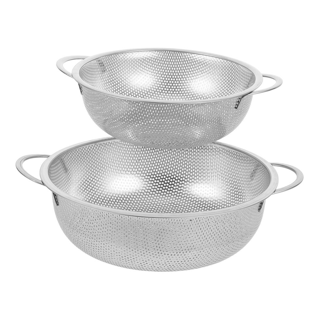 2 PCS Sieves and Strainers Kitchen Colander Noodle Drainage Silver Stainless Steel Mesh
