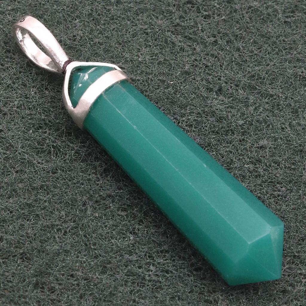 Green Onyex Gemstone Handmade Women's Unisex Silver Jewelry Pendant 1.5