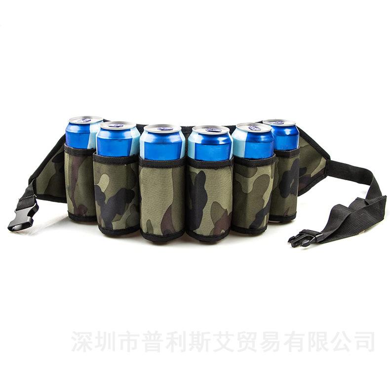 Beer Belt Holster Beer Soda Bottle Holder Belts Drink Can Holder Adjustable Waist Pack Bag Holds 6 Cans Perfect for Parties.