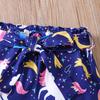 Girls 2 Piece Outfit 1-8Y Pink Unicorn Print T-Shirt with Shorts Set Kids Ruffle Sleeve Summer Clothing Sets