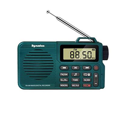 Rádio Compacto Multifuncional com Recepção de Alta Sensibilidade FM/AM, Gravação com Um Toque, Reprodução de MP3 e Bateria Recarregável de 2000mAh (Verde)