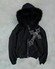 Velvet Print Pattern Long Sleeve Y2K Hoodie