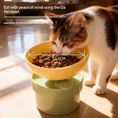 Pet Cat Dog Flower High Footed Bowl Large Caliber Neck Protection Feeding Bowl Food Container Feeder Dish Bowl Pet Supplies