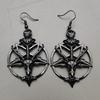 New Fashion Glamour Retro Women's Pentagram Pan God Skull Goat Head Pendant Earrings Black Silver Color Gothic Witch Jewelry