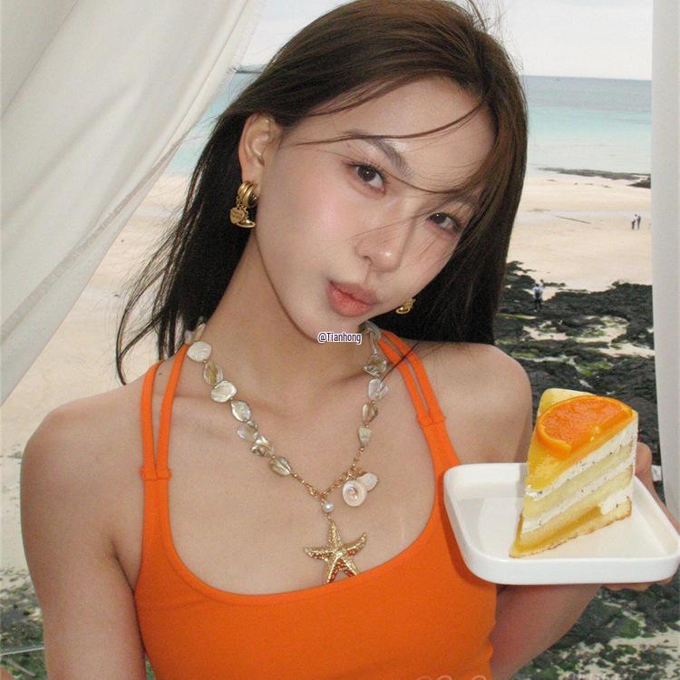 

Женское колье-чокер в пляжном стиле из ракушек и жемчуга, 2025 Silver Small Starfish Necklace