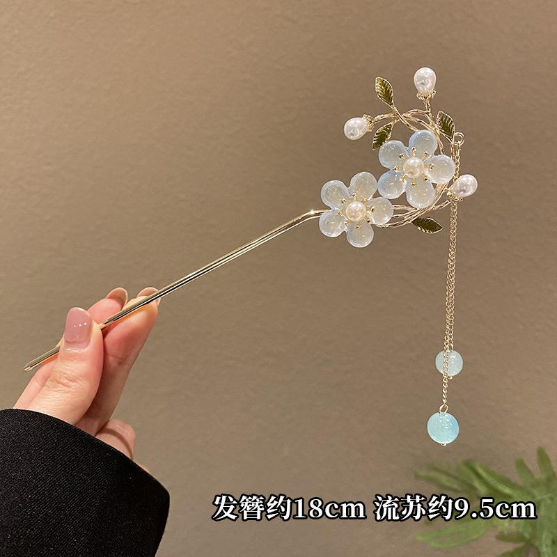 Vintage Style Chinois Hanfu Bâton à Cheveux Femmes Métal Émail Fourchette à Cheveux Baguettes à Cheveux Épingle à Cheveux Bijoux Femme Pince à Cheveux Accessoires