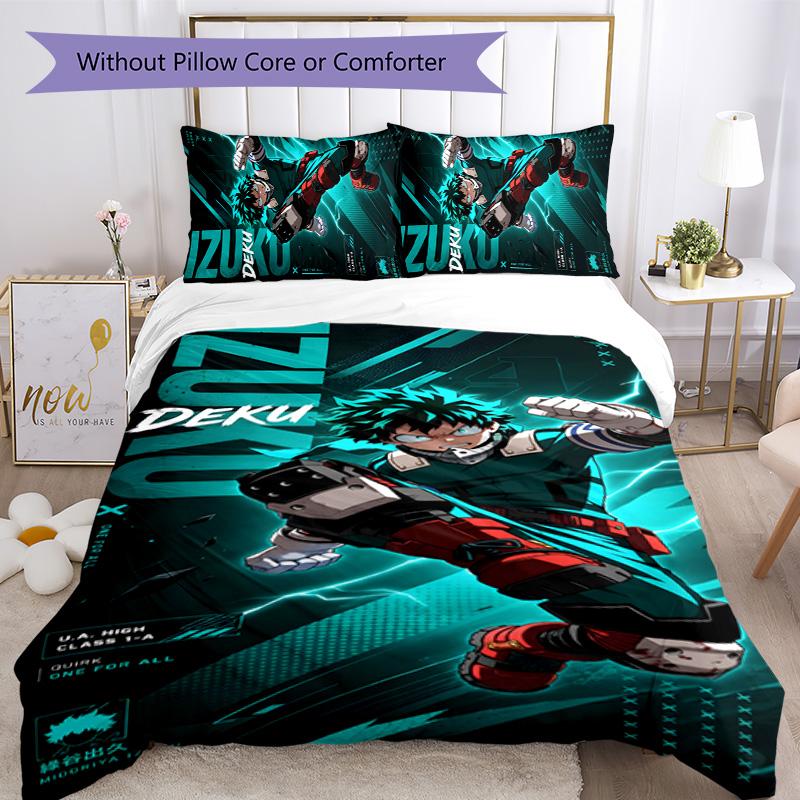 deku 3pcs Bedding Set Duvet Cover Closure Includes 1 Duvet Cover & 2 Pillowcases for All Seasons Bedroom Home Dorm Decor
