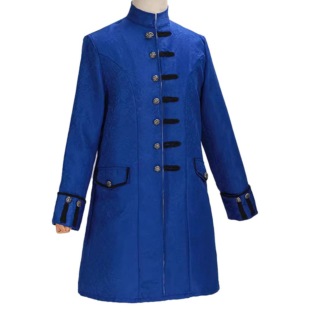 Medieval Steampunk Gothic Clothing Jacket Stand-up Collar Long Coat Vintage Stand-up Collar Uniform Long Coats With Buttons