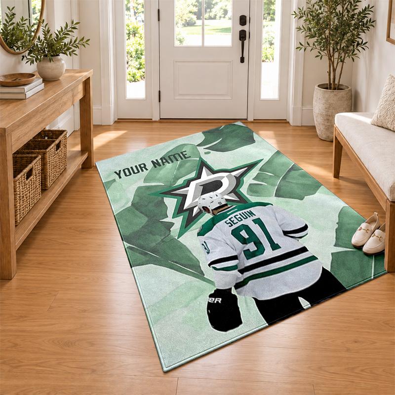 Dallas Stars Custom Name Personalized Rug Non‑Slip Doormat Floor Carpet Housewarming Birthday Gift for Family Friends