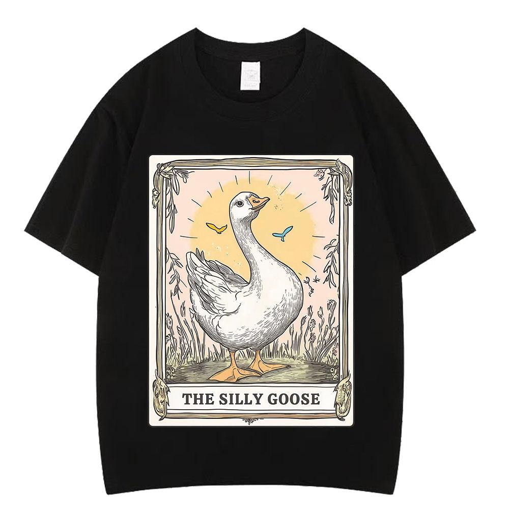 Silly Goose Tarot Card Funny Meme Graphic Tees Unisex Unisex Fashion Tshirts Summer Cotton Loose Harajuku Aesthetic Trendy Tshirts