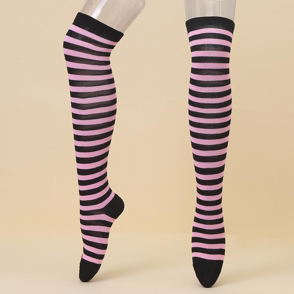 European & American Halloween Christmas Striped Over-the-Knee Socks for Women's Cosplay
