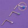 KODY PIERCING Set Of 3 Pieces 9 Carat Gold L Rod and 1.5mm Blue, Green, Fuchsia Opal