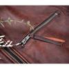 Chinese Size Vitnage Red Brown Men Leather Jacket Cowhide Leather Motorcycle Style Genuine Cow Jackets for Men Autumn
