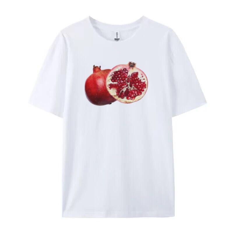 Pomegranate 90s Retro T Shirt Women Summer Trendy Cute Fruit TShirts FeUnisex Grunge Y2k Aesthetic Tees Oversized Streetwear Tops S