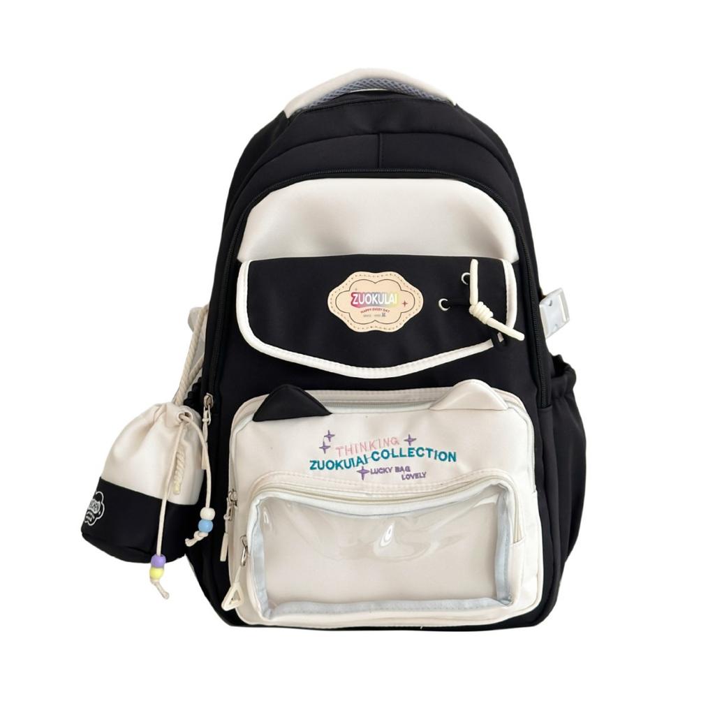 New Korean Version of The Small Fresh Schoolbag Joker Sweet Cute Cat Leisure Commuting Large Capacity Multifunctional Backpack.